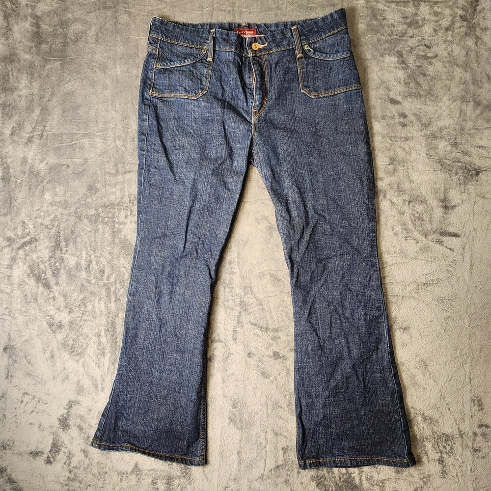 Levis 515 Boot Cut Jeans Womens 16P Dark Wash Denim Flap Pocket Stretch Blue
